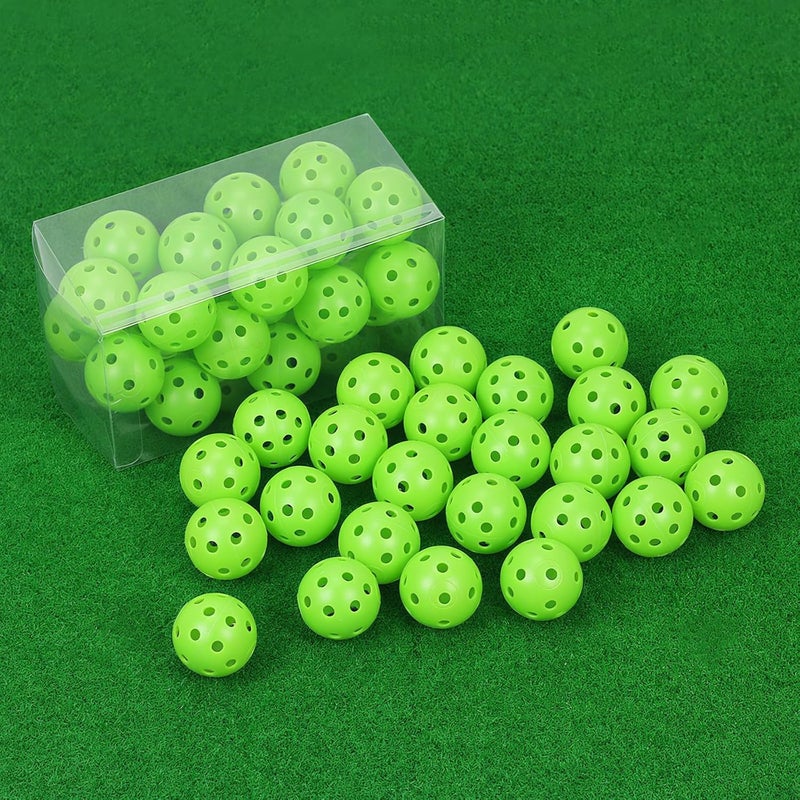 Bac-kitchen Plastic Golf Balls Practice Limited Flight Golf Training Ball Hollow Swing Practice Indoor Golf Balls with Mesh Drawstring Bag for Backyard Driving Range or Outdoor - Image 1